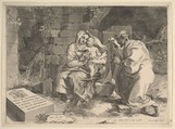 Holy Family (Repos pendant la fuite en Égypte), Claude Mellan French, Engraving; third state of four