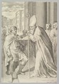 St. Ambrose, Archbishop of Milan, Turning Back Emperor Theodosius, Claude Mellan  French, Engraving