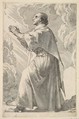 A Young Saint in Prayer, Claude Mellan  French, Engraving; first state of two (BN)