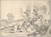 Moses Before the Burning Bush, Claude Mellan French, Engraving; first state of two