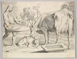 Country Scene with a Peasant, Cow and Calf, Claude Mellan  French, Engraving; second state of two