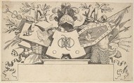 Trophy with Monogram Containing the Letters of  LEONARDOS, Claude Mellan  French, Engraving; proof without text