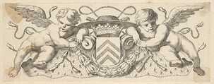 Two Cherubs with the Arms of Cardinal Richelieu, Claude Mellan  French, Etching