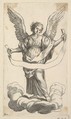 Angel with a Banderole, Claude Mellan  French, Etching; first state of three