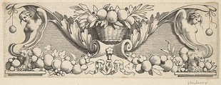 Headband: Basket of Fruit, Claude Mellan  French, Etching