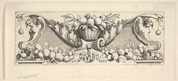 Headband: Basket of Fruit, Claude Mellan French, Engraving