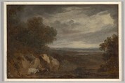 A wooded river landscape with cattle, Benjamin Barker, the younger British, Welsh, Oil on paper mounted on card