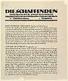 Text sheet from Die Shaffenden, Otto Dix  German