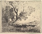 Cattle Crossing at the Ford, Charles-François Daubigny French, Cliché-verre (ed. 1921)