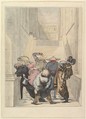 Visitors to the Salon Exhibition, Admiring the Ceiling (Les Amateurs de plafonds au Salon), Louis Philibert Debucourt French, Hand-colored etching