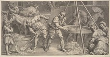 Men with seive, Giovanni Girolamo Frezza Italian, Engraving
