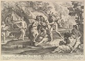 Bacchus as a child given by Mercury to the care of the Nymphs, Andrea Procaccini Italian, Engraving and etching