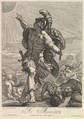 Joshua commanding the sun to stand still, Hieronymus Ferroni, Etching