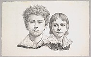 Portrait of the Rabe Children:  Hermann, age 14 and Edmond, age 7; verso:  proof before corrections of small faults in the images, Johann Gottfried Schadow (German, Berlin 1764–1850 Berlin), Lithograph; proof