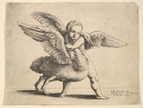 Cupid and the swan, Wenceslaus Hollar Bohemian, Etching, only state
