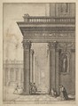 Temple courtyard with figures, Wenceslaus Hollar  Bohemian, Etching; second state of three