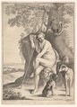 Seated figure of Diana the Huntress, Wenceslaus Hollar Bohemian, Etching,drypoint and engraving added by Paulus Pontius; third state of<br/>four