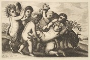 Five boys, two satyrs, and a goat (copy in reverse), Wenceslaus Hollar Bohemian, Etching and engraving