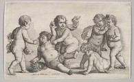 Five boys and a satyr, Wenceslaus Hollar  Bohemian, Etching, first state of two
