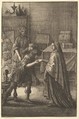 The soldier kissing the woman's hand (from John Ogilby, "Aesopics or a Second Colllection of Fables," 1668), Wenceslaus Hollar Bohemian, Etching, second state of two