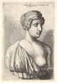 Antique bust of a woman, Wenceslaus Hollar  Bohemian, Etching; first state of two