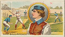 Baseball Pitcher, from the Games and Sports series (N165) for Old Judge Cigarettes, Goodwin & Company, Commercial color lithograph