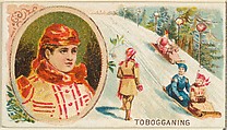 Tobogganing, from the Games and Sports series (N165) for Old Judge Cigarettes, Goodwin & Company, Commercial color lithograph