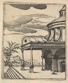 Partial view of a Building [Tem Ro Penatibus Dicatu] from the series 'Ruinarum variarum fabricarum delineationes pictoribus caeterisque id genus artificibus multum utiles', Lambert Suavius  Netherlandish, Etching