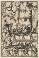 Surface Decoration, Grotesque with Strapwork, Borne by Satyrs from Veelderleij Veranderinghe van grotissen ende Compertimenten...Libro Primo, Johannes van Doetecum I Netherlandish, Etching