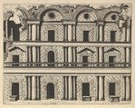 Ruin of a Palace Facade [Palatium M. Agrippa] from the series 'Ruinarum variarum fabricarum delineationes pictoribus caeterisque id genus artificibus multum utiles', Lambert Suavius  Netherlandish, Etching