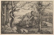 View on a River, with a Castle on an Island, Hanns Lautensack  German, Etching