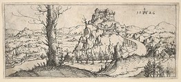 Landscape with High Rocks and Fortresses, Augustin Hirschvogel German, Etching
