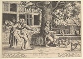 The Hen-Pecked Husband, Peeter van der Borcht  Netherlandish, Etching