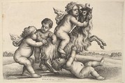 Four small boys and a goat, Wenceslaus Hollar  Bohemian, Etching, only state