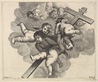 Four cherubs carrying a cross, Wenceslaus Hollar  Bohemian, Engraving, rejected by Howard, Pennington and New Hollstein (Turner)