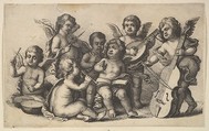 Concert of cherubs on Earth, Wenceslaus Hollar  Bohemian, Etching; first state of two