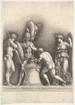 Four classical figures (pagan sacrifice), Wenceslaus Hollar Bohemian, Etching, only state