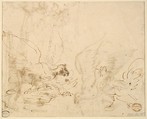 Barnyard Scene: two birds fighting (recto)
Studies of Birds(verso), Anthonie van Borssom (Dutch, Amsterdam 1630/31–1677 Amsterdam), Pen and brown ink.