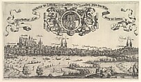 View of Nuremberg from the West, Hanns Lautensack (German, Bamberg (?) ca. 1520–1564/66 Vienna), Etching on three copper plates with engraved text