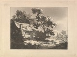 Landscape with Cottage Among Trees at Left, and a Distant Church Spire at Right, Thomas Rowlandson British, Soft-ground etching and aquatint