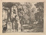 Ruins Next to a Pool in a Wooded Landscape, Thomas Rowlandson British, Soft-ground etching and aquatint