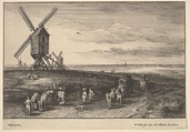 The Four Windmills, Wenceslaus Hollar  Bohemian, Etching; first state of two