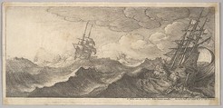 Warship in the trough of a wave, Wenceslaus Hollar  Bohemian, Etching and engraving; second state of three