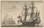 Naves Bellicæ Hollandicæ (Dutch Warships), Wenceslaus Hollar (Bohemian, Prague 1607–1677 London), Etching; bottom right corner where '2' is added to plate in the second state has been torn off and replaced so state is indeterminate.