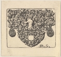 Goldsmiths Ornament with a Young Man Holding a Cornucopia, Giovani Battista Grondoni  Italian, Engraving and blackwork