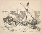 Boat in a Storm at Sea, Thomas Rowlandson British, Etching