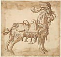Horse Dressed Up for a Tournament or Ceremonial Entry, Baccio del Bianco (and workshop) Italian, Brown ink and wash