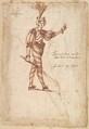 Costume Design for Pages or Squirs Tending to the Horses, Baccio del Bianco (and workshop) Italian, Brown ink over red chalk