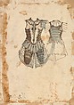 Design for a Soldier's Costume with a Cuirass (front and back), Baccio del Bianco (and workshop) Italian, Brown ink with a gray-blue and a light brown wash