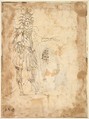 Costume Design with a Large Headdress and Long Cape, Baccio del Bianco (and workshop) Italian, Brown ink